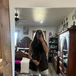 Vince Brown Faux Fur Vest